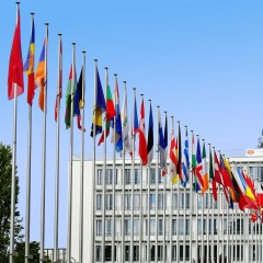 Fahnenmasten mit den Natíonalflaggen der EU-Staaten (Foto: pixabay/Bru-nO)