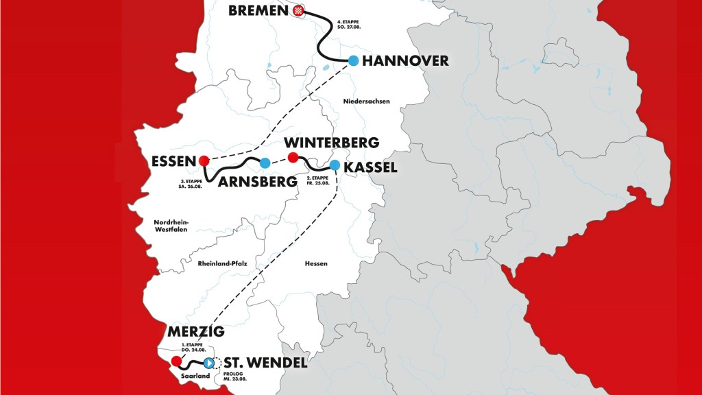 Karte: Streckenverlauf der Deutschlandtour 2023