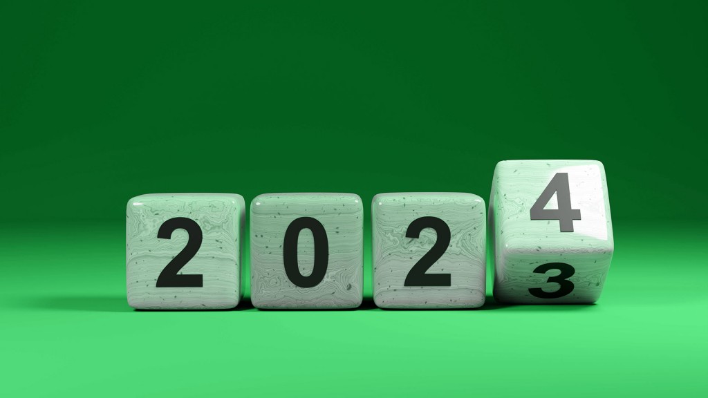 Würfel symbolisieren den Jahreswechsel von 2023 auf 2024
