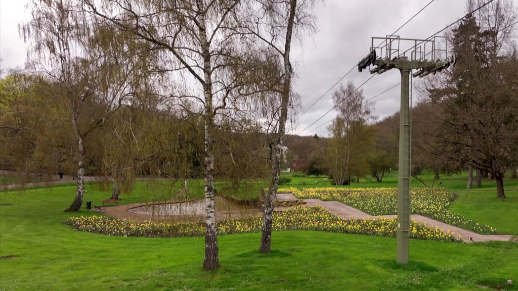 Foto: Stütze der Seilbahn im Deutsch-Französischen Garten