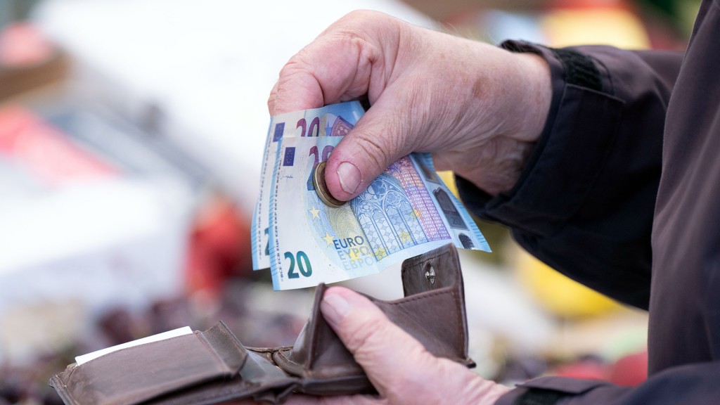 Eine Person hält Geld und Portemonnaie in den Händen