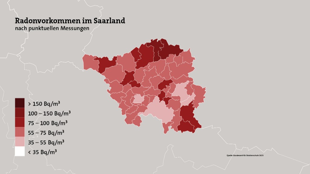 Foto: Karte Radonbelastung Saarland