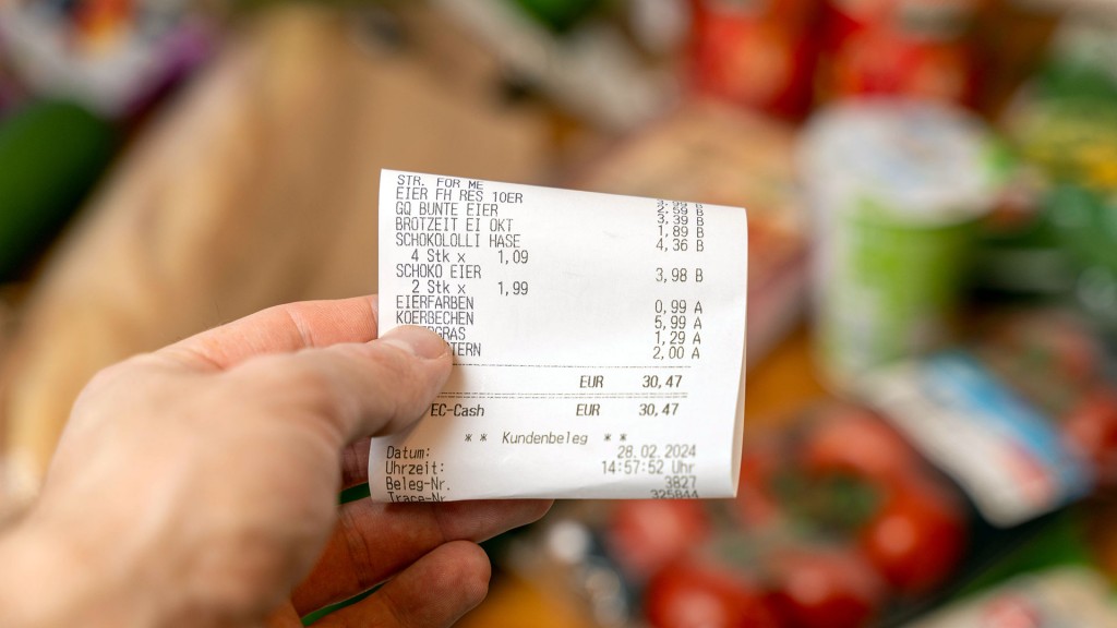 Foto: Ein Supermarkt-Kassenbon vom Lebensmitteleinkauf