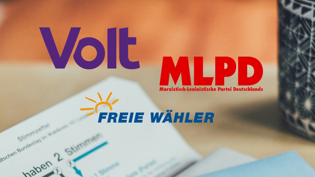 Parteilogos von VOLT, MLPD und der Freien Wähler