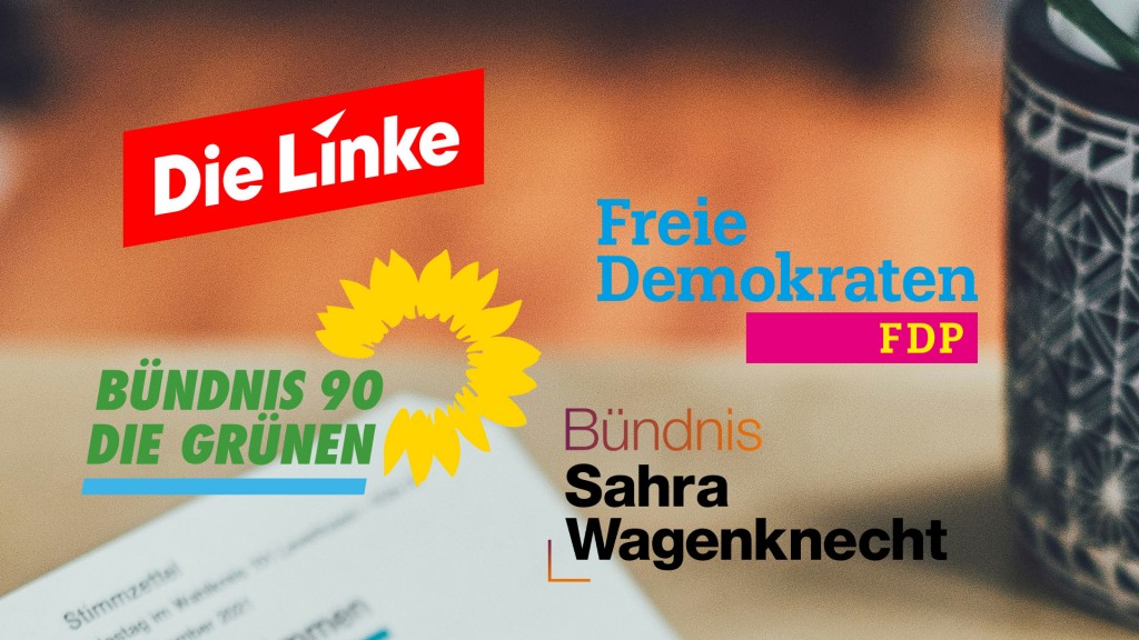 Parteilogos von Die Linke, FDP, Bündnis 90 die Grünen und der BSW