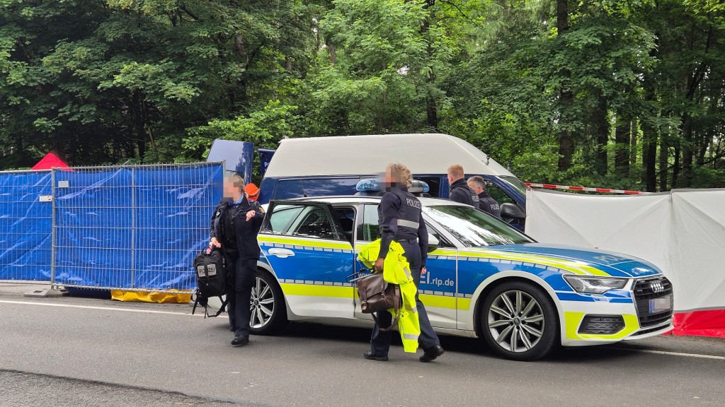 Die Polizei sichert den Fundort der Leiche an der Landesstraße 151 zwischen Hermeskeil und Nonnweiler.