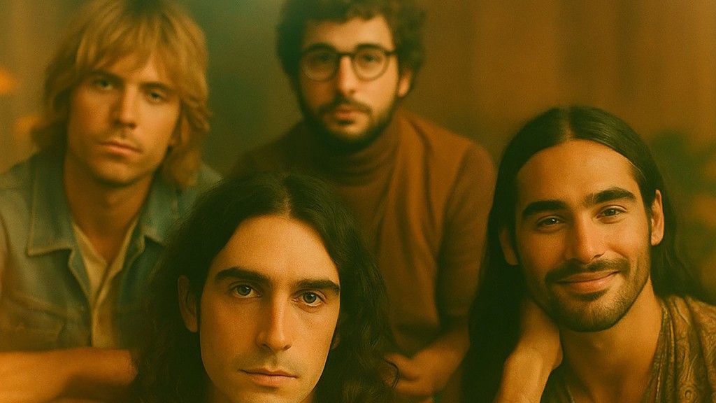 Das computergenerierte Bild zeigt die fiktive K.I.-Band „Velvet Sundown“ im Stil eines Plattencovers