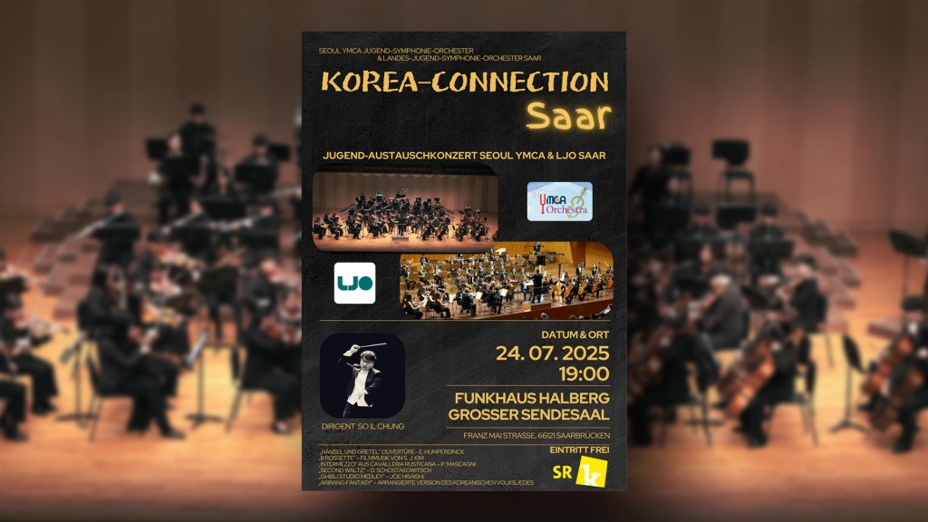 Das Plakat des Seoul YMCA Orchesters mit dem Landesjugendorchester Saar