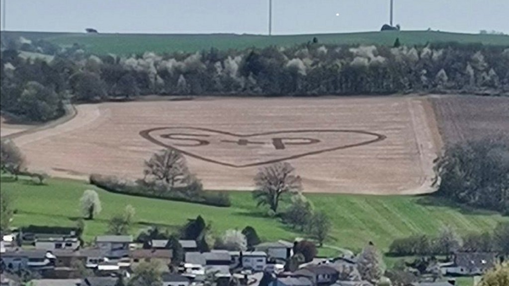 Herz mit S+P das in ein Feld gemäht wurde