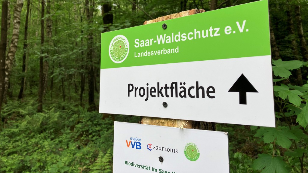 Hinweisschild zum Waldprojekt in Saarlouis-Fraulautern