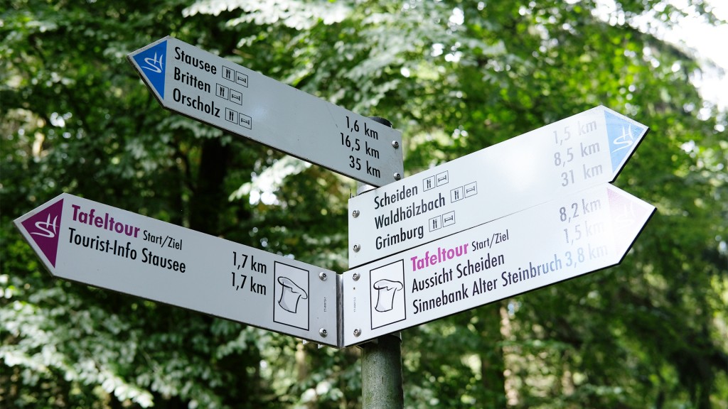 Wegweiser mit mehreren Wegbeschreibungen