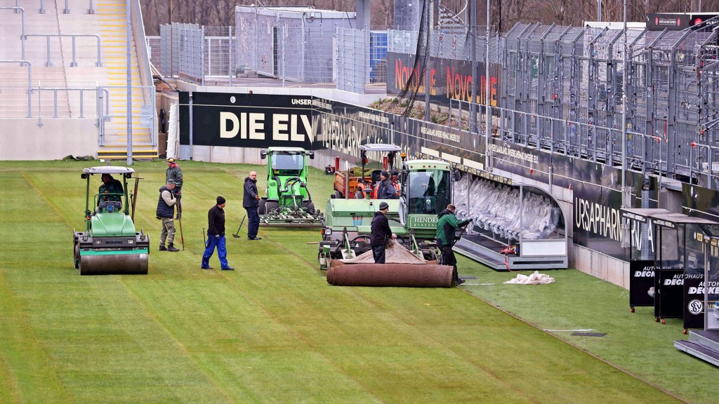 Foto: Neuer Rasen im Fußballstadion an der Kaiserlinde in Elversberg