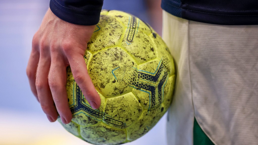 Foto: Ein Spieler hält einen Handball in der Hand