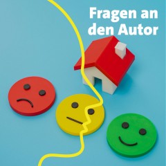 Haus und drei Stimmungs-Emojis