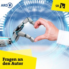 Roboterhand und Menschenhand formen Herz